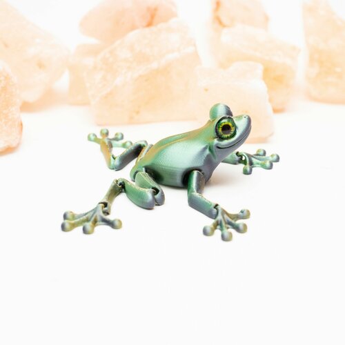 Подвижная лягушка антистресс с живыми глазами шелковая