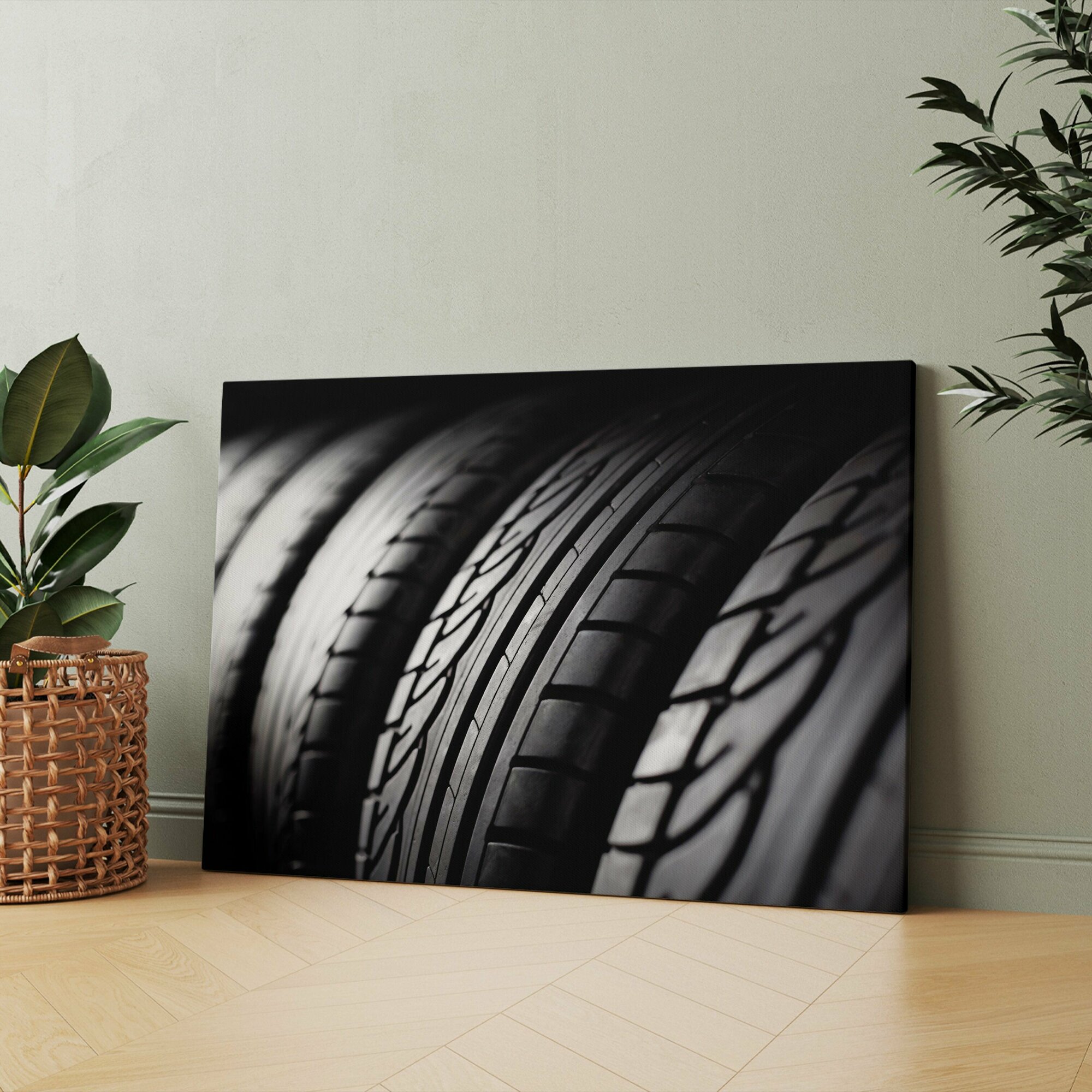 Картина на холсте (шины mahansaria tyres диски бу) 20x30 см/для интерьера/в комнату/на стену/в подарок