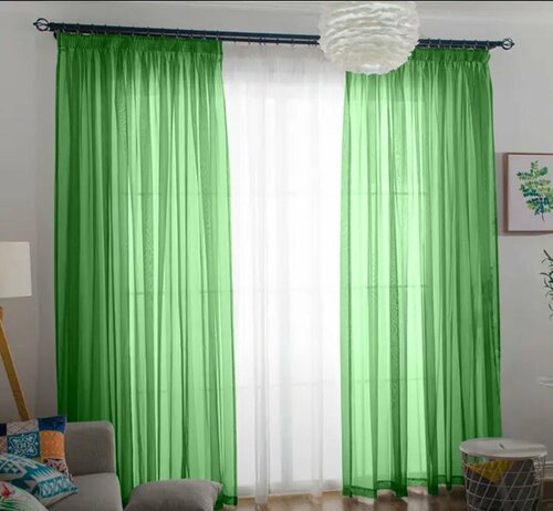 Тюлевые шторы цвет зеленый - 2 шторы цветных ( выс 260 см х шир 250 см ) и 1 белый тюль ( выс 260 см х шир 500 см) цвет арт - Т-З-1