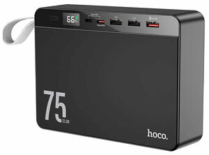 Внешний аккумулятор Hoco J94 75000 mAh, PowerBank быстрая зарядка PD 22.5В Макс, 4 выхода