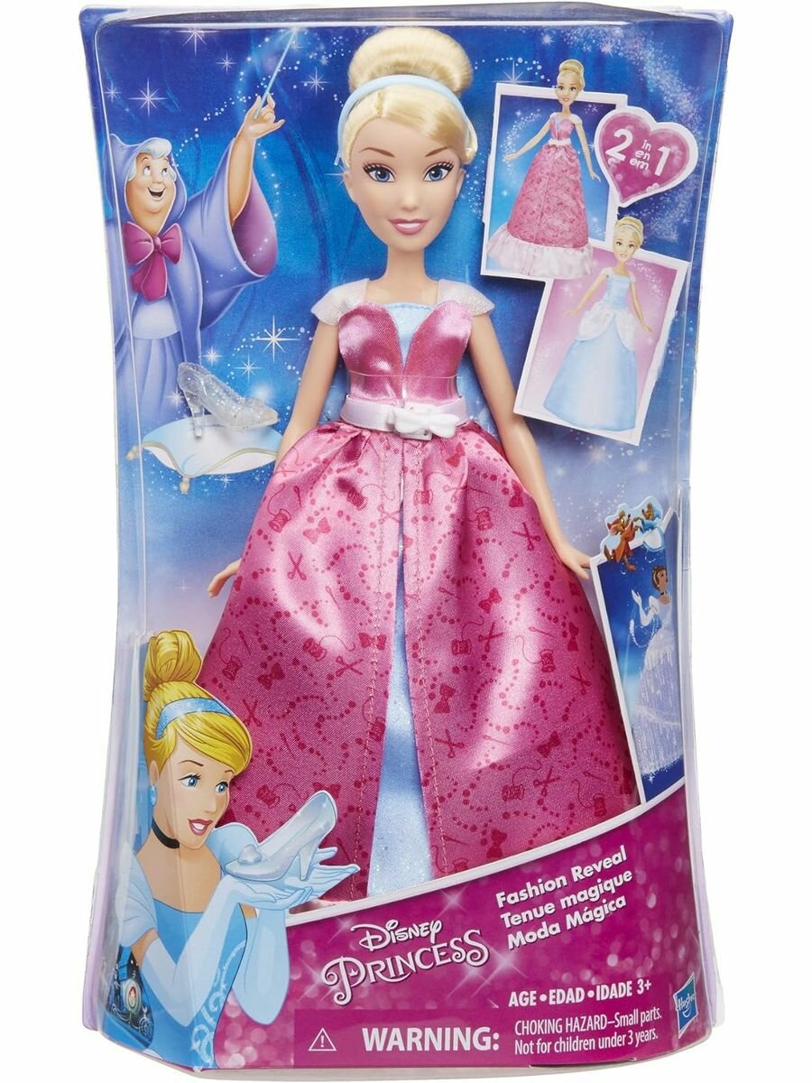 Кукла Hasbro Disney Princess Золушка в платье-трансформере, C0544 розовый/голубой