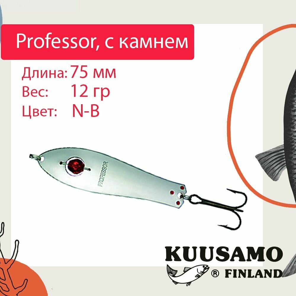 Блесна для рыбалки Kuusamo Professor 3, 75/12 с камнем, N-B (колеблющаяся)