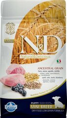 N&D Dog Ancestral Grain с ягненком и черникой низкозерновой сухой корм для щенков мелких пород 0,8кг