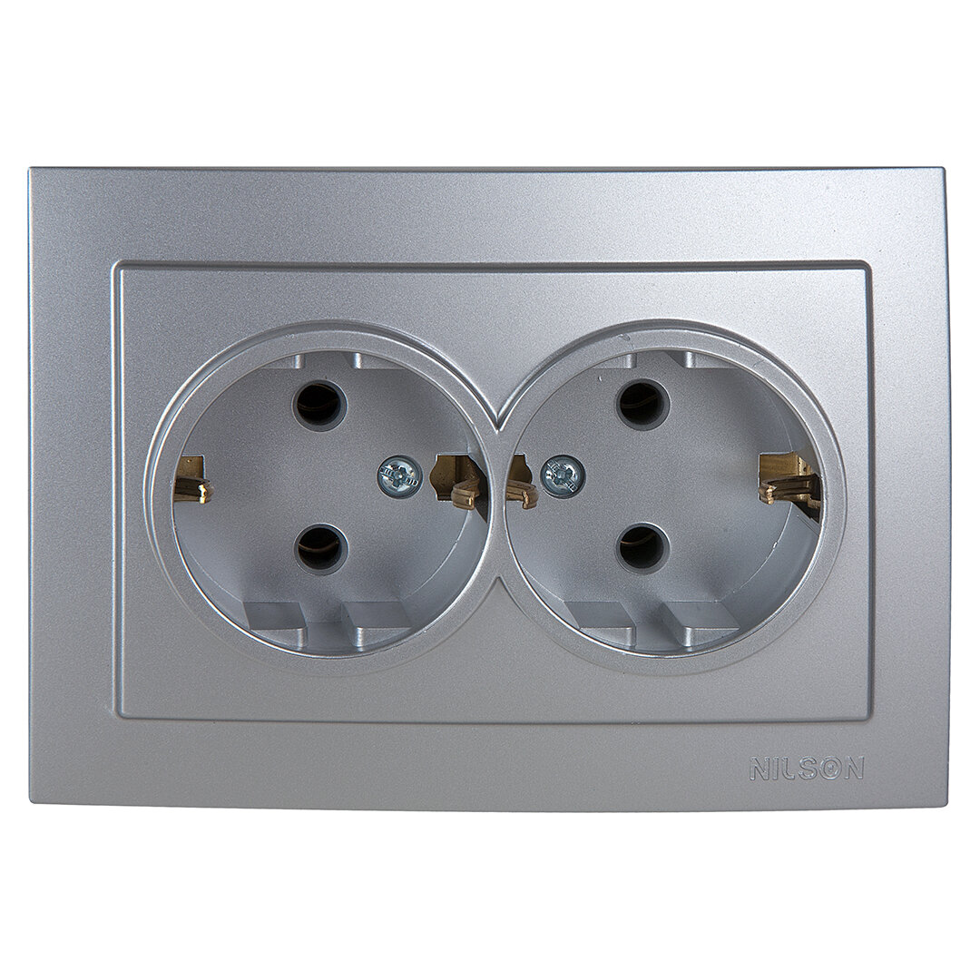Розетка Nilson 2СП з/к серебро Touran metallic (24131025)