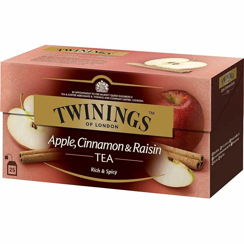 Чай черный Twinings Apple, Cinnamon & Raisin яблоко-корица-изюм 25 пакетиков, 50 г (из Финляндии)