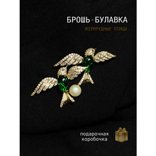 фото Брошь queen pin, кристалл, стразы, голубой