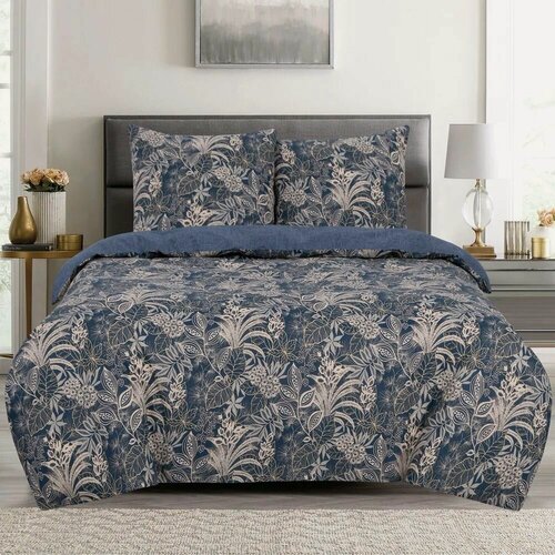 Изображение товара Комплект постельного белья АртПостель "Лоренце", Семейный, бязь, синий, растительный орнамент