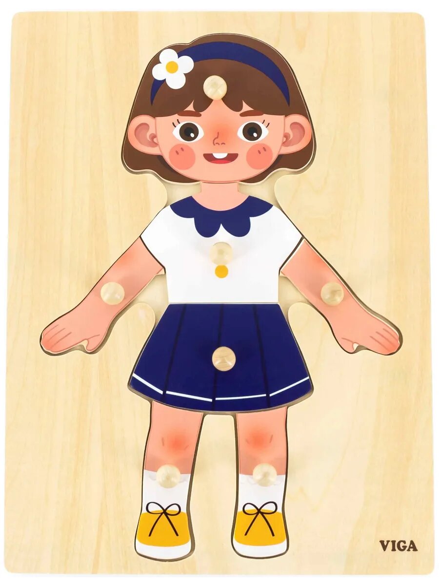 Пазл-вкладыш Изучаем части тела девочка 7 элементов 44668