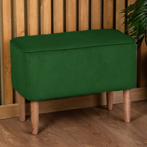 Пуфик Зеленый прямоугольный на деревянных ножках Пуфик для ног Мягкий пуф в прихожую и спальню Банкетка велюр