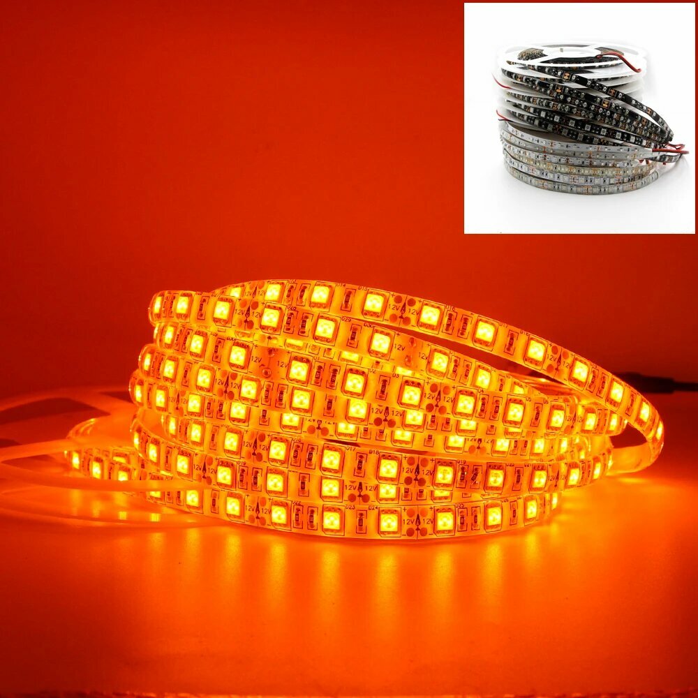 Светодиодная лента Viktorovna оранжевая 5050 12В 3528 SMD 60leds 1m, Black PCB, IP30, 10cm