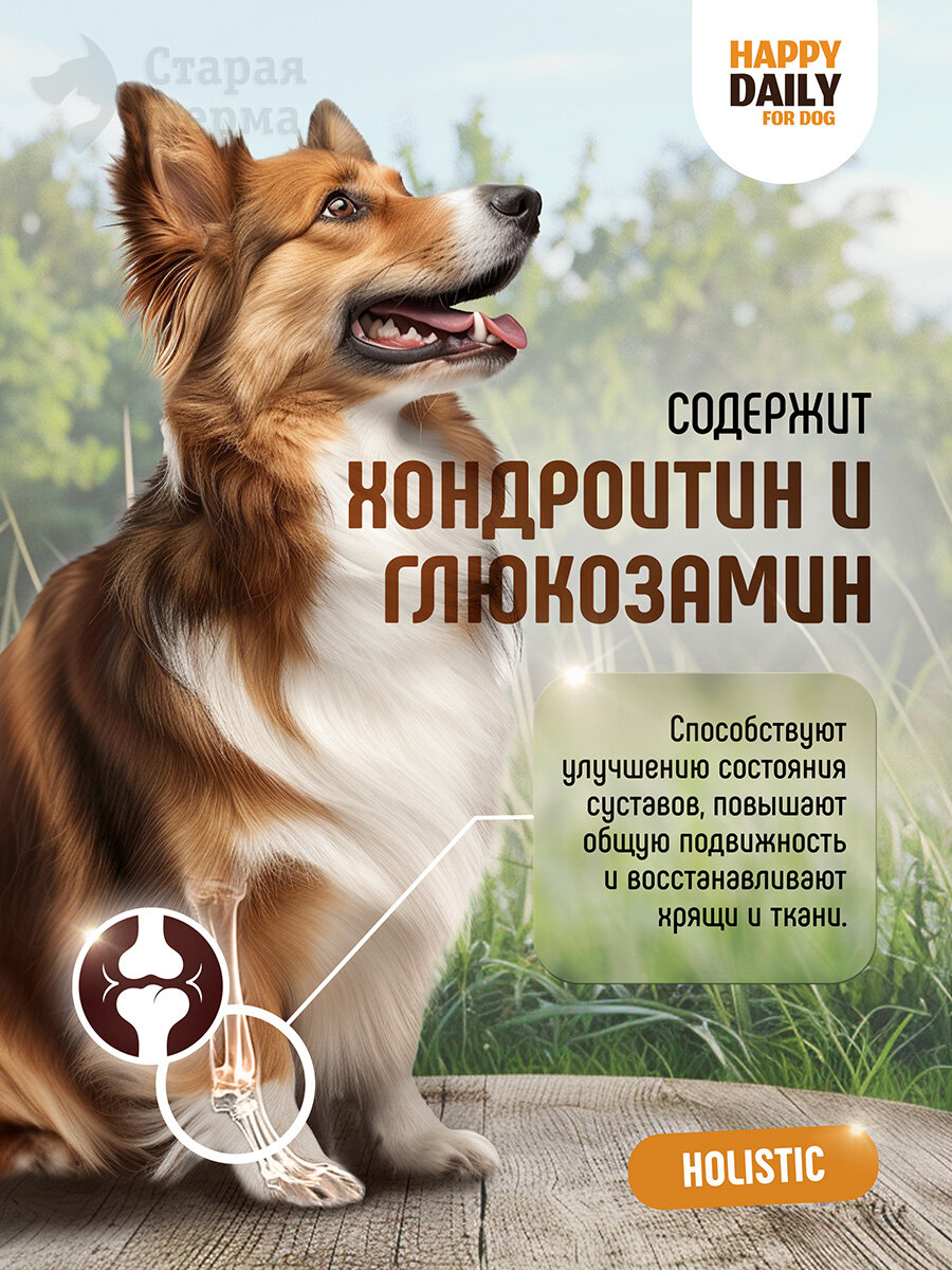 Happy Daily Holistic line влажный корм для взрослых собак всех пород с кроликом, в консервах - 340 г х 12 шт — фото 1