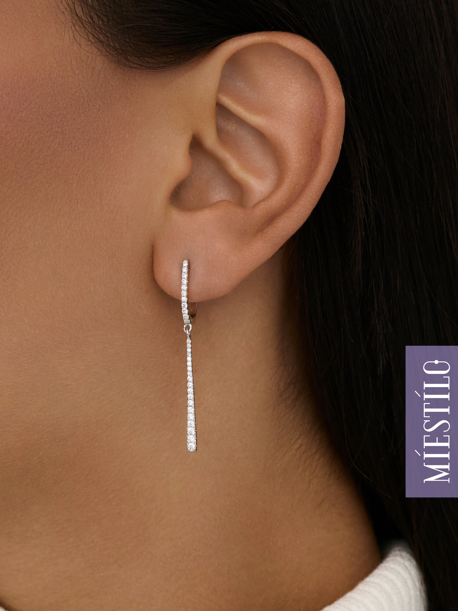Серьги с подвесками, цепочки MIESTILO, серебро, 925 проба, родирование, фианит