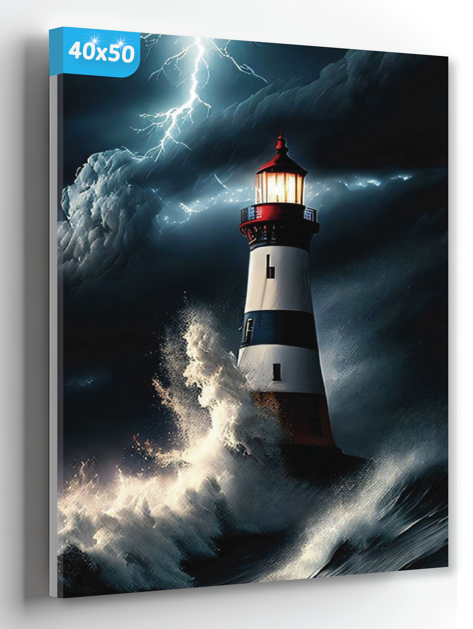 Алмазная мозаика на подрамнике "Шторм" 40х50 Полная выкладка с природой