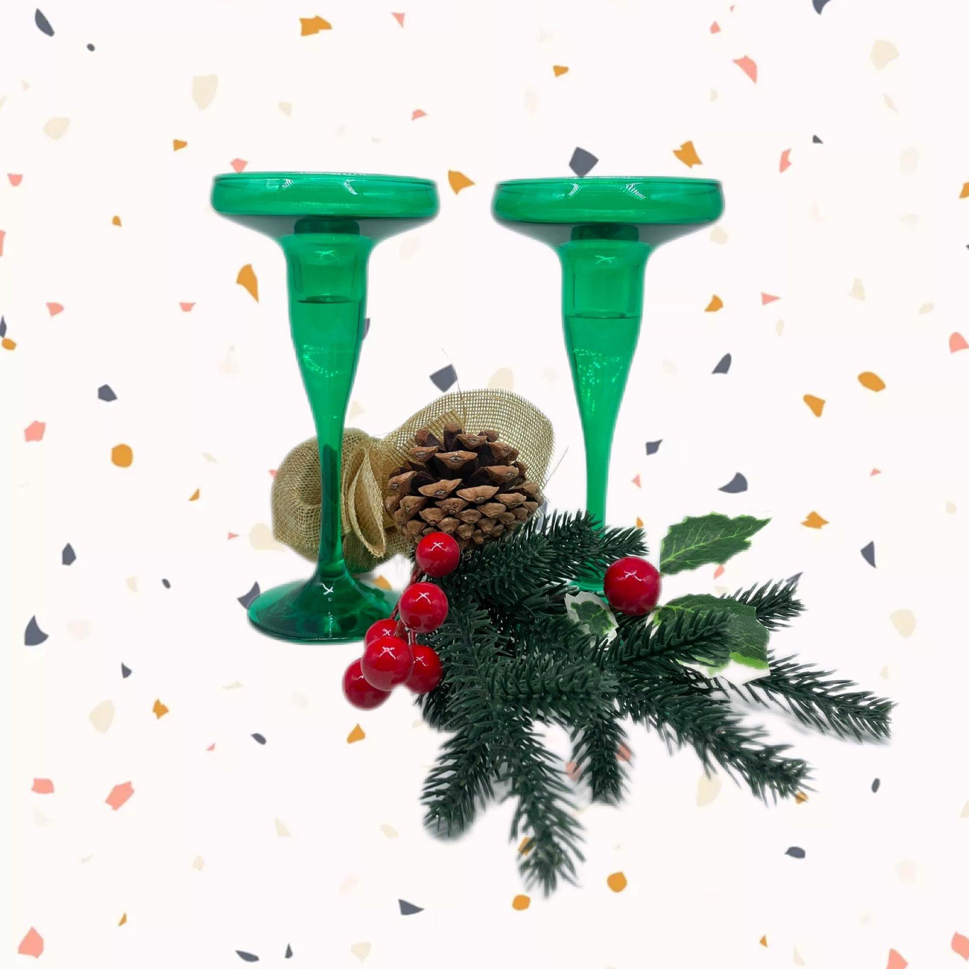 Набор подсвечников Pasabahce Basic, 2 шт, стекло, настольные, высота 17 см, зелёные — фото 1