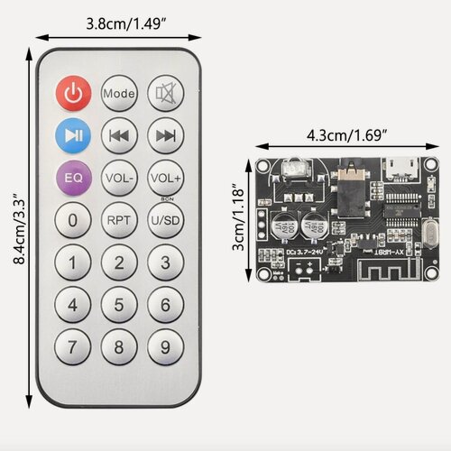 Изображение товара Bluetooth адаптер плата декодер аудио модуль 5.0 5-24В с пультом дистанционного управления