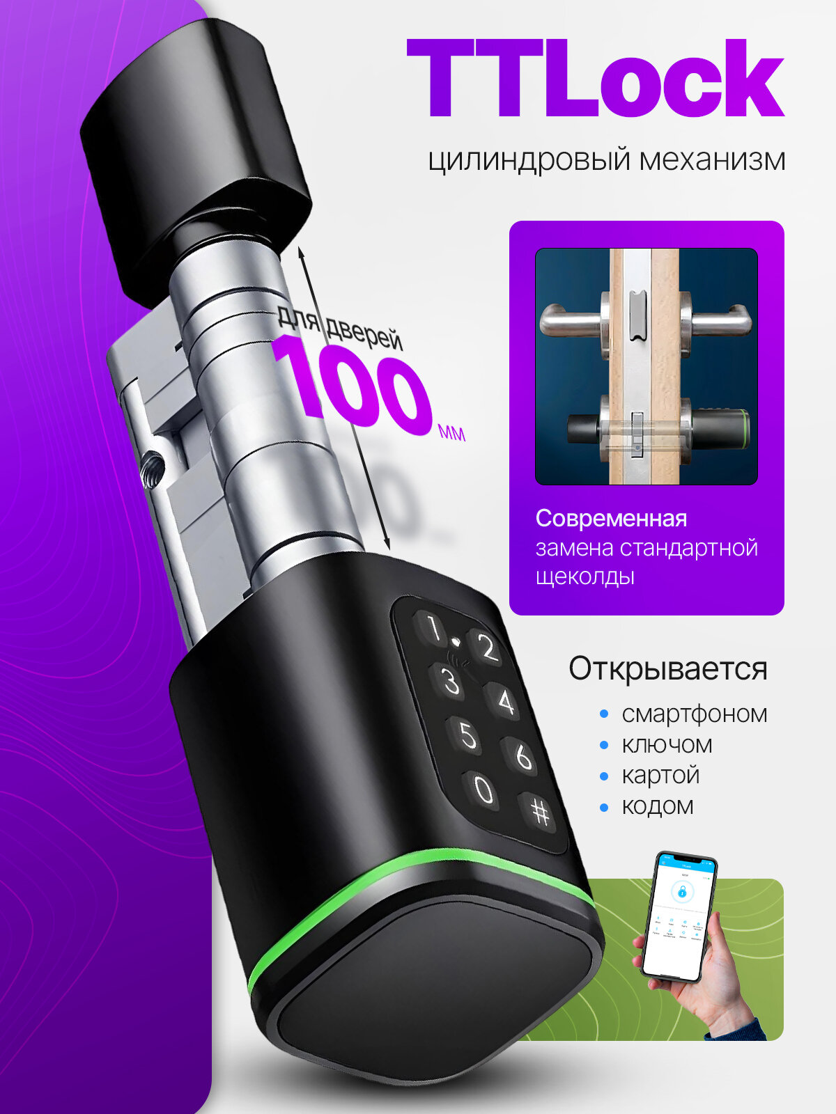 Электронный замок на дверь bluetooth TTLock