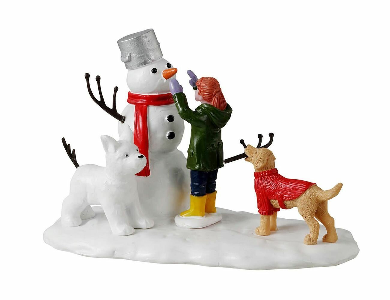 Настольная композиция 'Совместное творение - снеговик и снегопёсик', полистоун, 12х8 см, LEMAX 33634-lemax