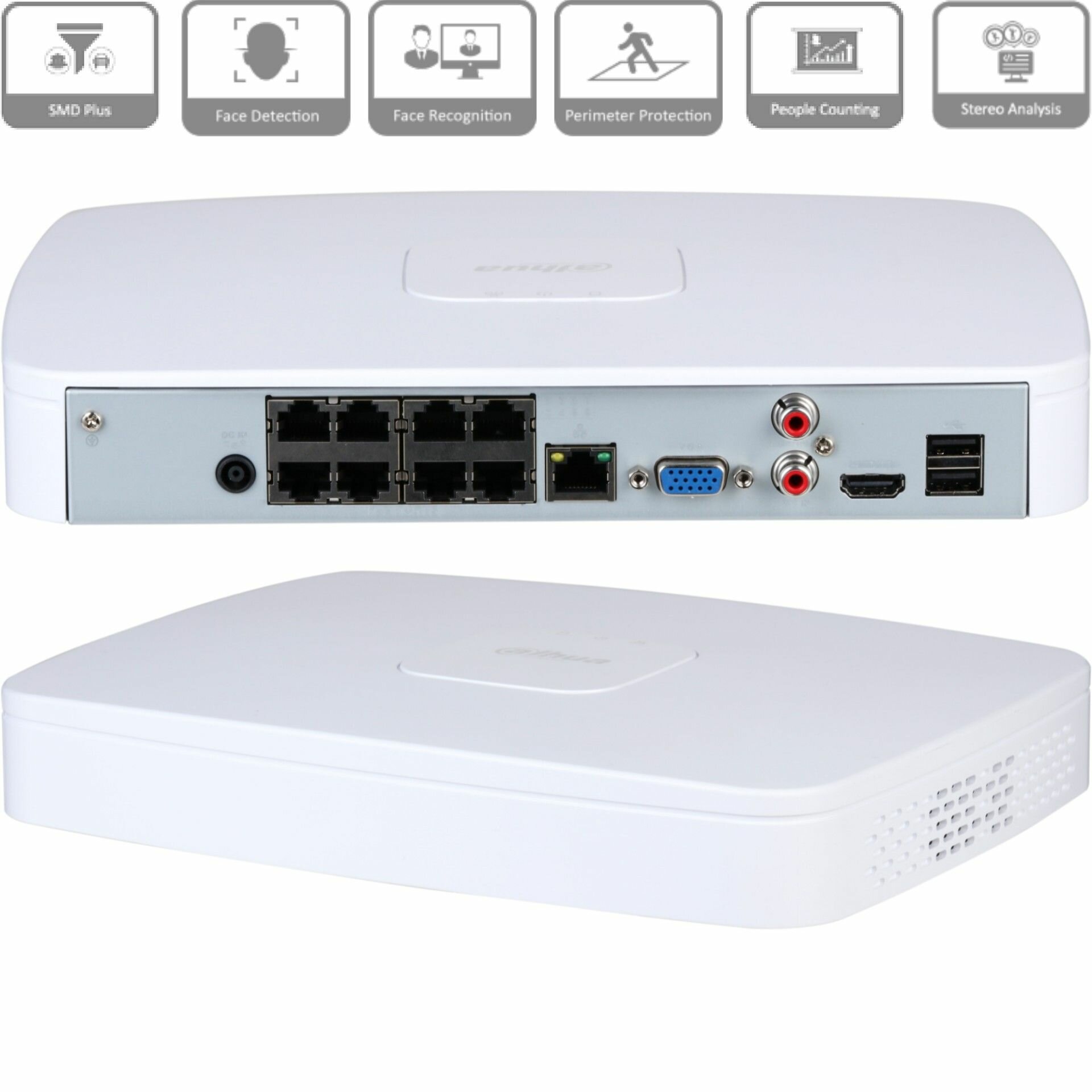 Dahua DH-NVR4108-8P-4KS3 - 8 канальный видеорегистратор IP для видеонаблюдения, NVR регистратор сетевой с PoE, 4K и H.265+