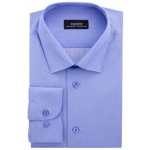 фото Рубашка мужская длинный рукав casino c211/157/50015/z, полуприталенный силуэт / regular fit, цвет голубой, рост 174-184, размер ворота 39