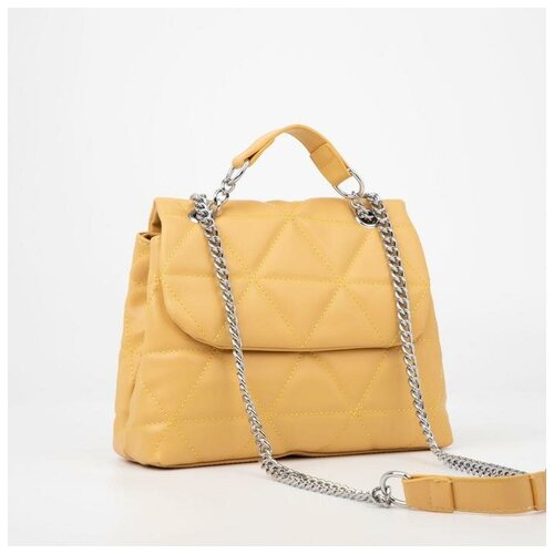 фото Сумка-мессенджер, отдел на клапане, длинная цепь, цвет жёлтый yandex market