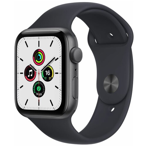 Умные часы Apple Watch SE GPS 44mm Aluminum Case with Sport Band (MKQ63) серый космос/тёмная ночь