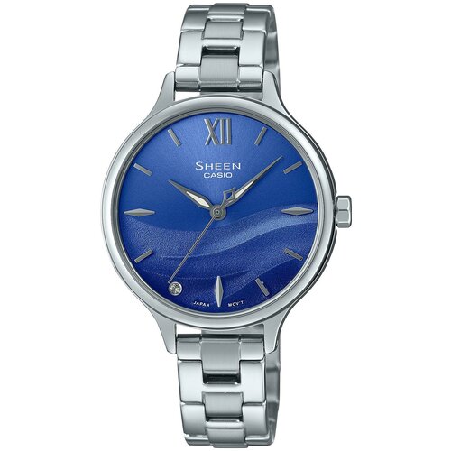 Наручные часы CASIO Sheen SHE-4550D-2B, серебряный, голубой наручные часы casio sheen she 3517pgl 9auef бежевый