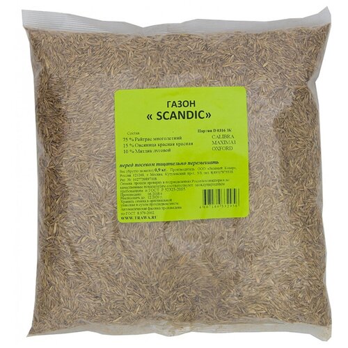 Семена газона SCANDIC, 0,9 кг, Зеленый Ковер семена газона scandic 0 9 кг зеленый ковер