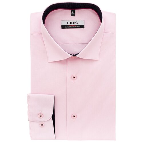 Рубашка мужская длинный рукав GREG 620/139/LT ROSE/Z/2p_GB, Полуприталенный силуэт / Regular fit, цвет Розовый, рост 174-184, размер ворота 45