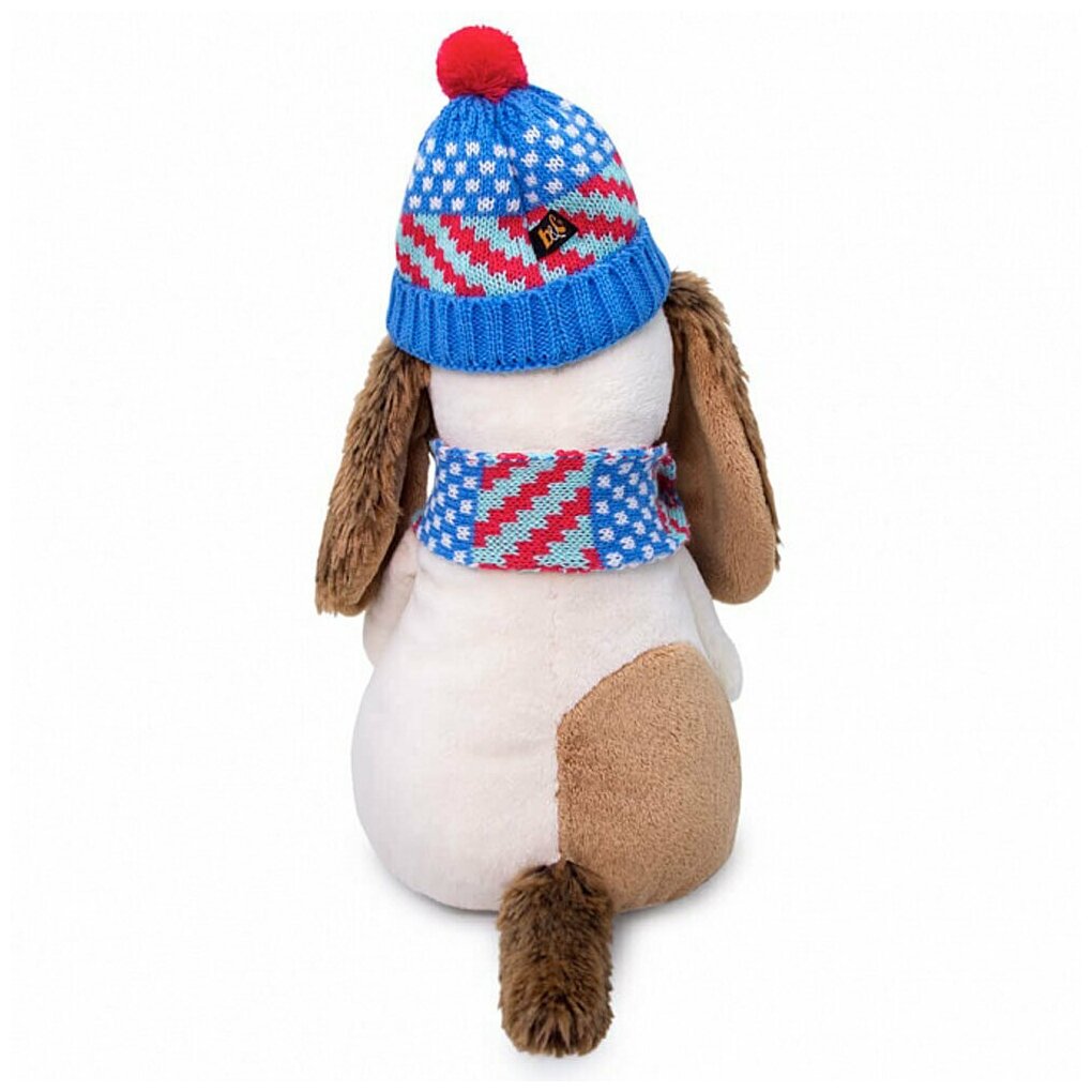 Budi Basa Мягкая игрушка Собака Бартоломей в вязаной шапке и шарфе, 27 см - фото №2