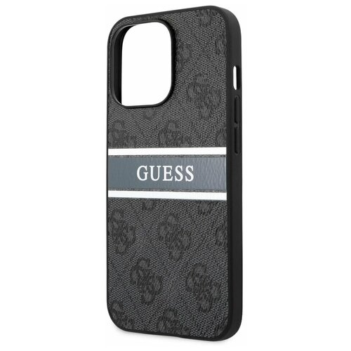 фото Guess для iphone 13 pro max чехол pu 4g stripe printed logo hard grey