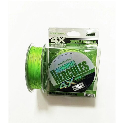 фото Kaida плетеный шнур hercules 4x neon green px401-35 100м 0,35мм