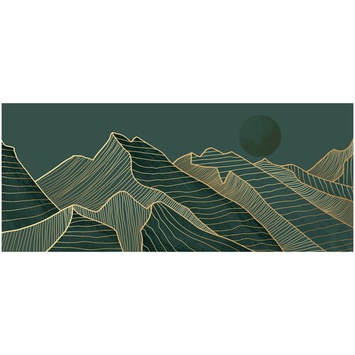Фотообои Уютная стена Изумрудные горы в графике 640х270 см Бесшовные Премиум (единым полотном)