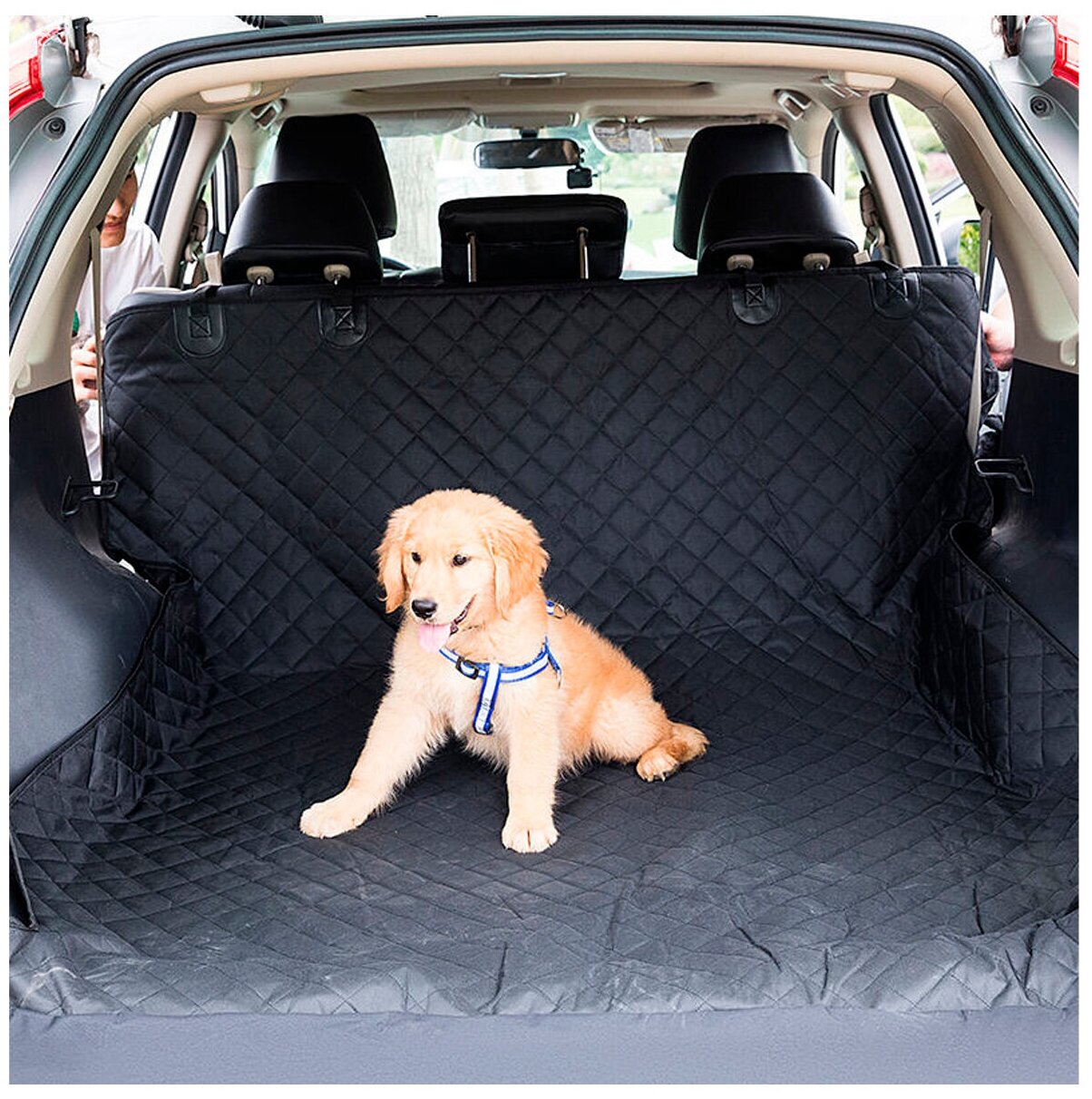 Автогамак для домашних животных большой STEFAN для багажника, черный 135x205см автогамак для собак, чехол (накидка) для перевозки, авточехол - фотография № 1