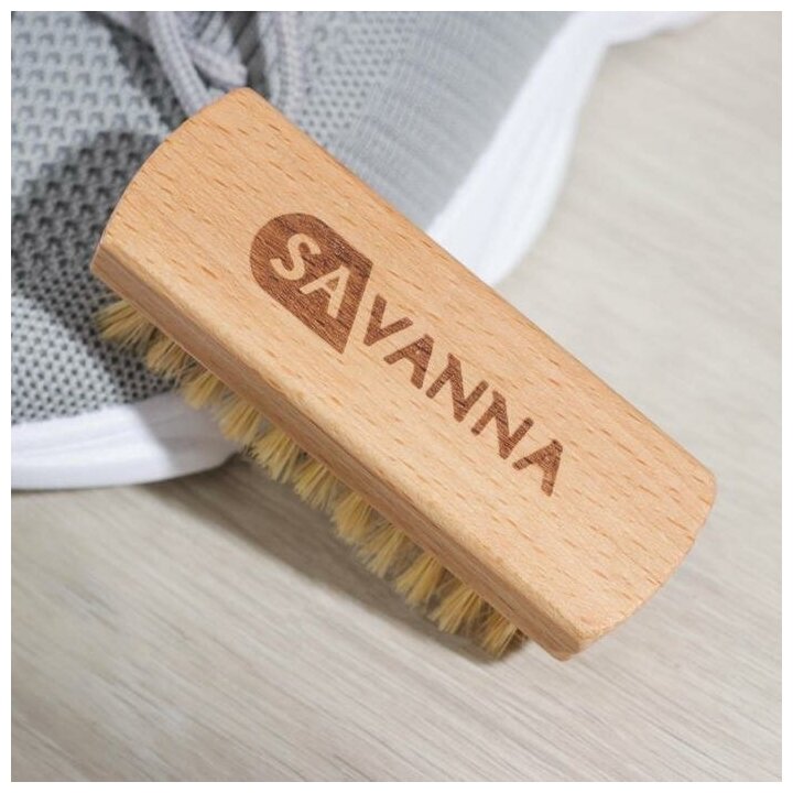 Щётка для обуви SAVANNA, 10x3,5 см, 59 пучков, натуральный волос - фотография № 3
