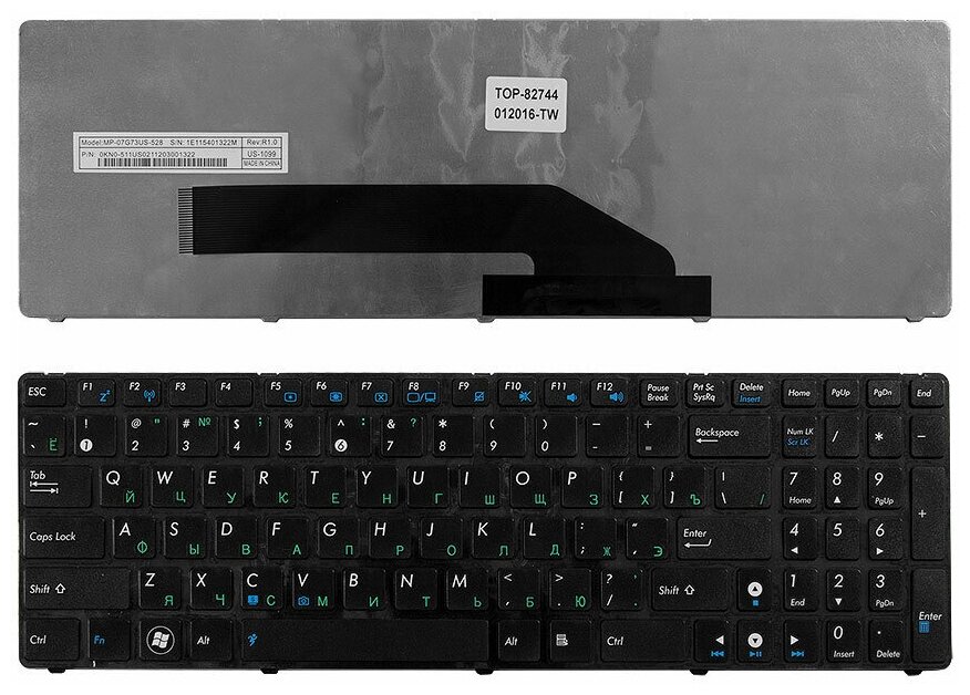 Клавиатура для ноутбука Asus K50 K51 K60 K61 K70 F52 P50 X5 Series Плоский Enter Черная с рамкой PN MP-07G73RU-5283