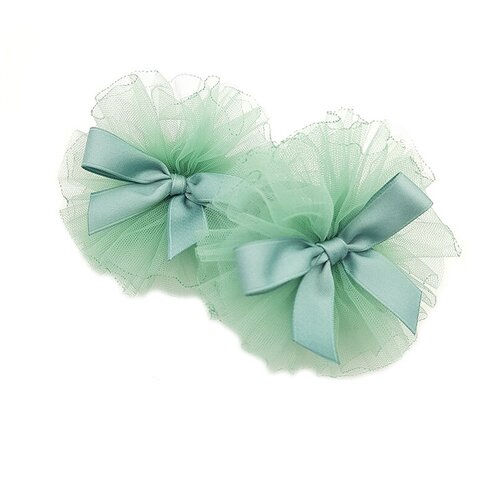 фото Комплект детских резинок для волос банты в сетку с атласной лентой зелёные baziator