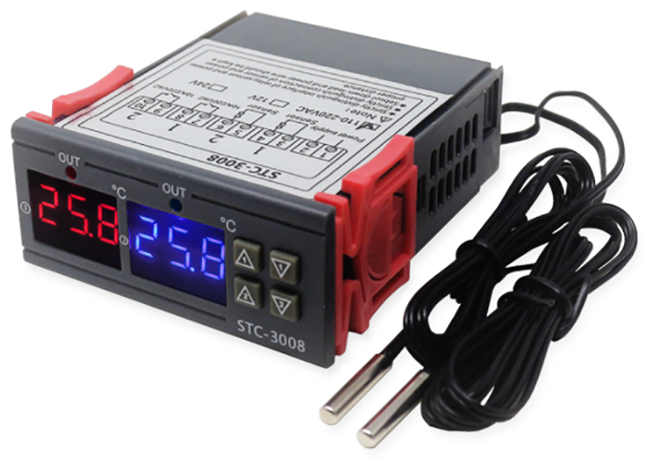 фото Терморегулятор техметр STC-3008 (-50C~100C, точность 1C, 110-220В) (1м) (Серый)