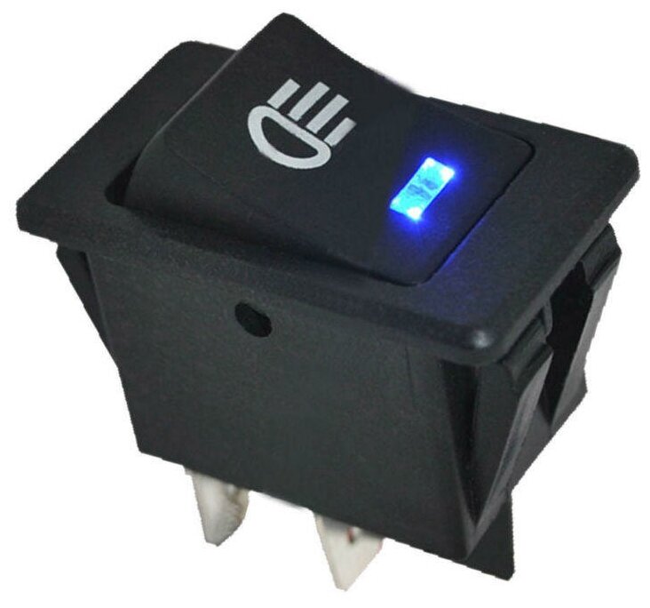 Выключатель клавишный Rexant ON-OFF черный с синей LED подсветкой (12В 35А (4с)) {36-4443} - фотография № 1