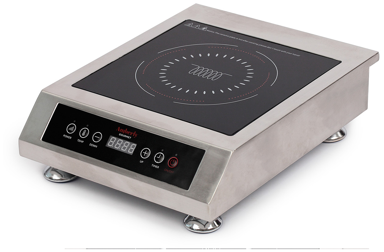 Индукционная плита профессиональная Amberly Gourmet без импульсного режима 35 кВт (3500 Вт) функция подержания температуры шаг 100 Ватт