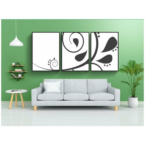 фото Набор модулных постеров для интерьера "пейсли, темный, чернить" 60x90 см. в тубусе, без рамки lotsprints