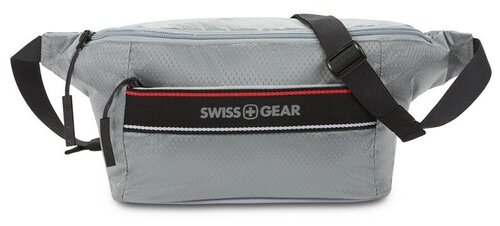 Сумка поясная SWISSGEAR, фактура плетеная, серый, серебряный