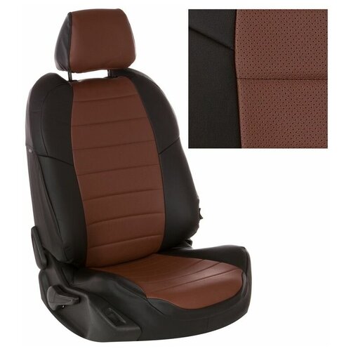 фото Чехлы на сиденья hyundai creta 1 2016-2020 экокожа черный, коричневый автопилот kha-kr-gt-chetk-e