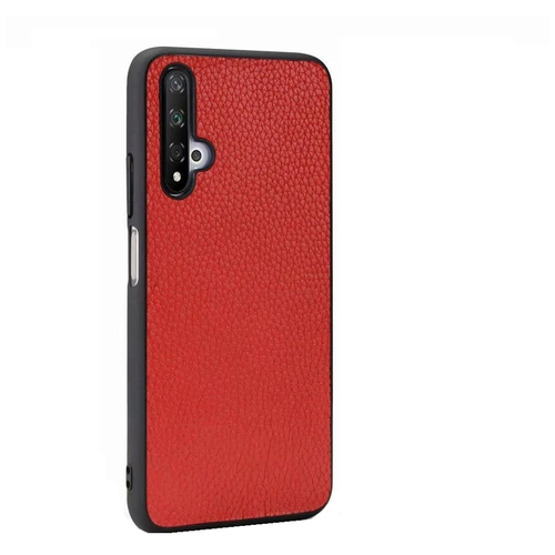фото Чехол-бампер-накладка mypads premium на huawei p30 lite / huawei nova 4e роскошная премиальная задняя пластиковая панель-крышка обтянутая качественной импортной натуральной кожей теленка красная