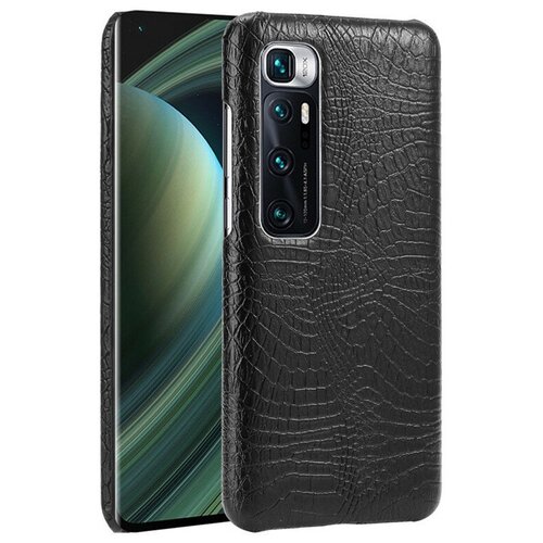 фото Чехол панель бампер mypads для xiaomi mi 10 ultra элегантный тонкий на пластиковой основе с дизайном под кожу крокодила черный