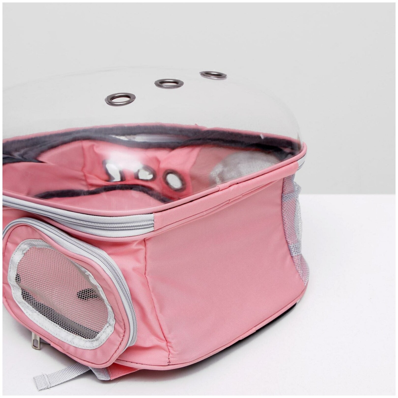 Рюкзак для переноски животных прозрачный, 31 х 28 х 42 см, розовый - фотография № 7