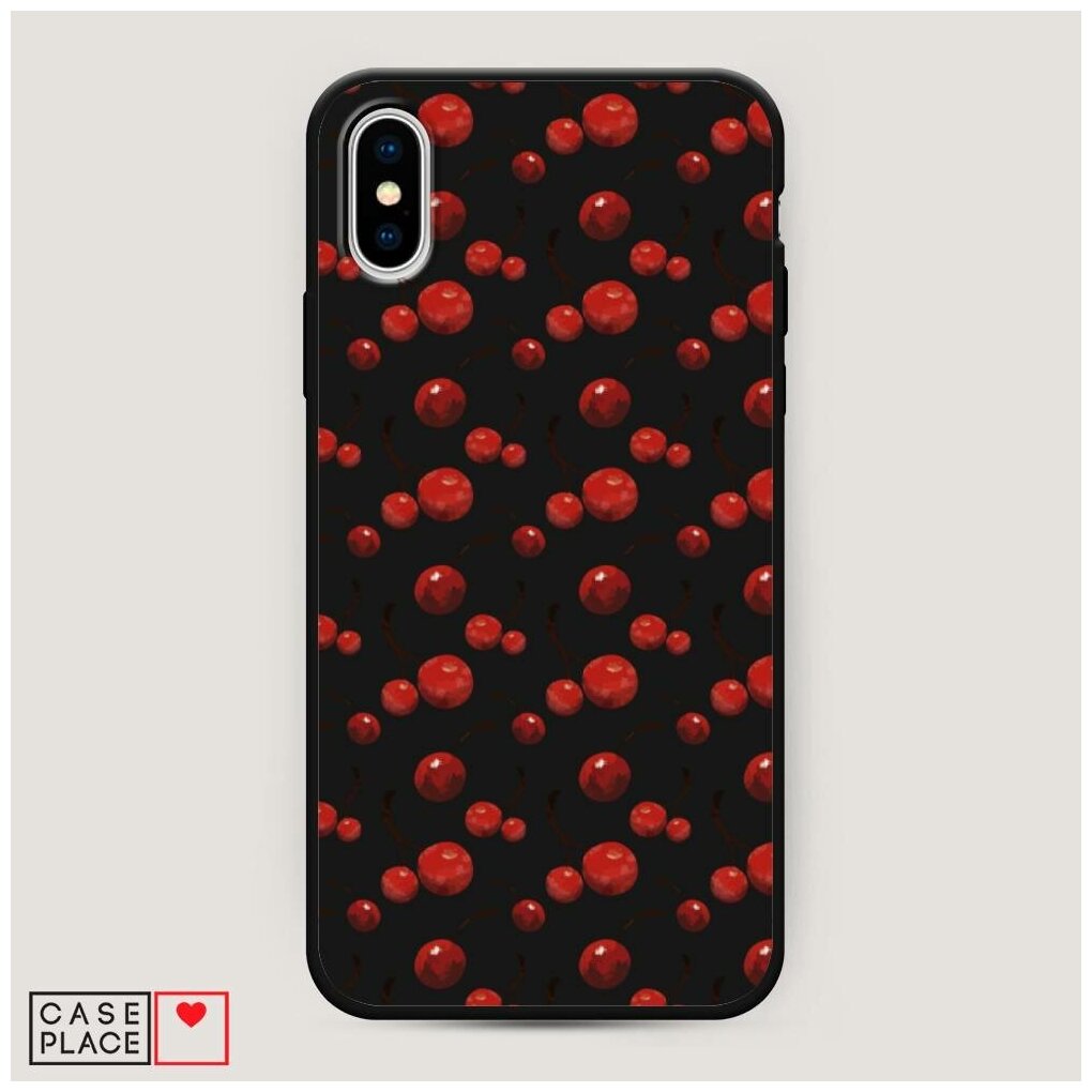 Матовый силиконовый чехол "Вишневый фон" на Apple iPhone XS Max (10S Max) / Айфон Иск Эс Макс
