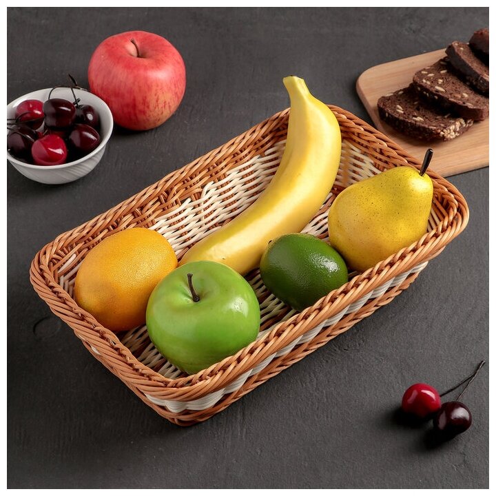 Корзинка для фруктов и хлеба Доляна «Молочный шоколад», 30×19,5×6 см - фотография № 3