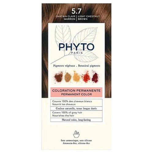 Купить PHYTO Крем-краска для волос тон 5.7 (светлый каштан), 50/50/12, коричневый