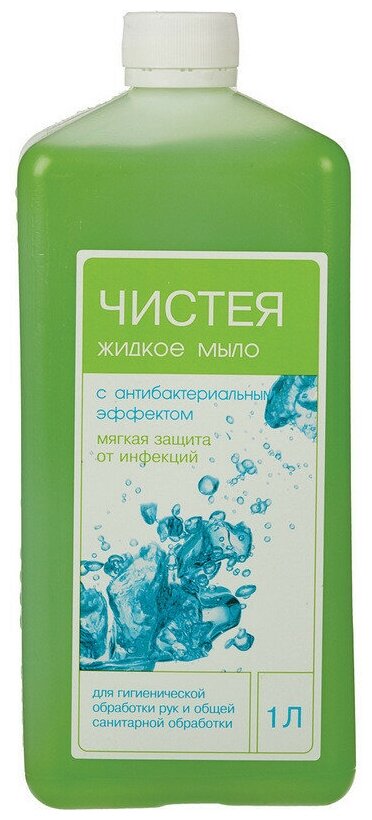 Чистея Жидкое мыло с антибактериальным эффектом, 1000 мл, 1 шт, тип крышки: винтовая