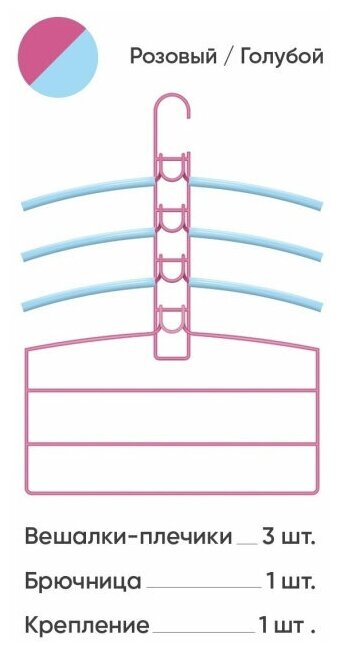 Вешалки плечики №2 голубая резинка (розовый) /Абсолют Уют - фотография № 2